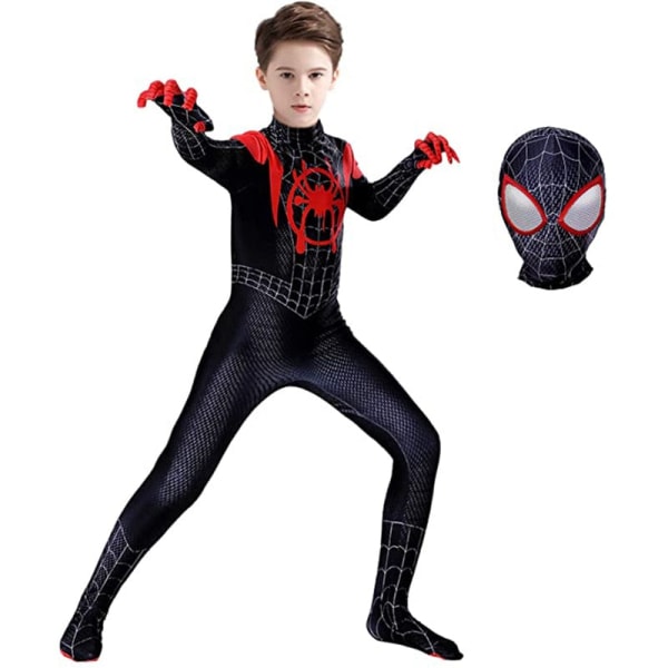 Spiderman Miles Morales Cosplay Kostym Zentai Bodysuit Anime Superhjälte Kostym Jumpsuit för barn Spandex Halloween Cosplay Style 10 100