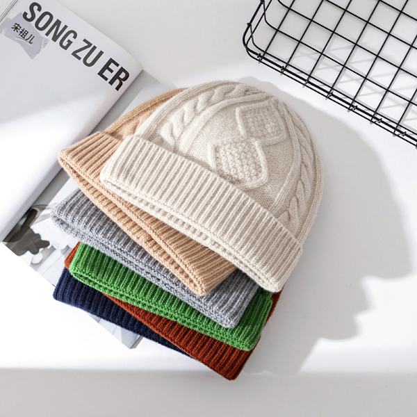 Vinterull Dame Strikket Lue Fortykket Twist Lue Kasjmirfølelse M Jacquard Lue Ullkvalitetsinspeksjon Medium Gray Adjustable (flexible, for adults)
