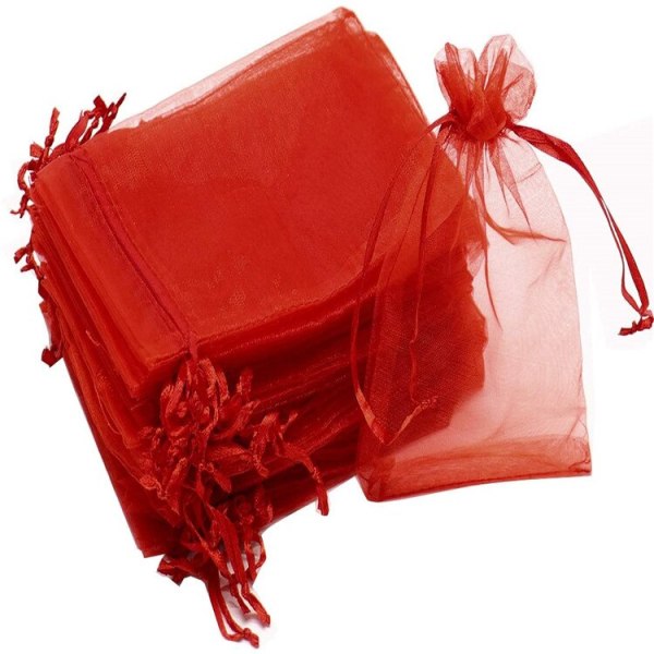 50 stk. gjennomsiktige chiffon organza-poser til jul, Halloween, bryllup, bursdagsfest, godteri, gaveesker, smykkeemballasjeposer Olive 13x18cm