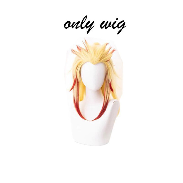 Demon Slayer Rengoku Kyoujurou Cosplay Kostym Kimetsu No Yaiba Kimono Uniform Peruk Halloween Kostymer för Kvinnor Män Barn only wig 6T-120