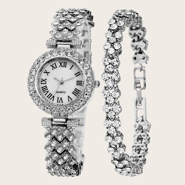 Elegant luksusur med diamantbesat stjernehimmel og diamantvisere - perfekt til enhver lejlighed Style four sets with box