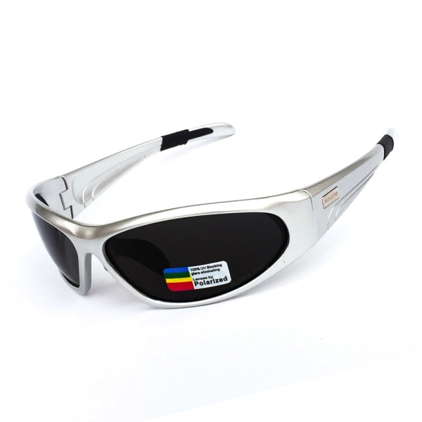Polariserade cykelglasögon för utomhusbruk, sportsolglasögon Silver frame polarized gray sheet 17cm