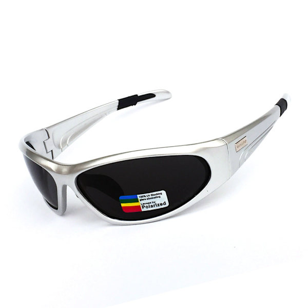 Polariserte sykkelbriller for utendørs bruk, sportsbriller Silver frame polarized gray sheet 17cm