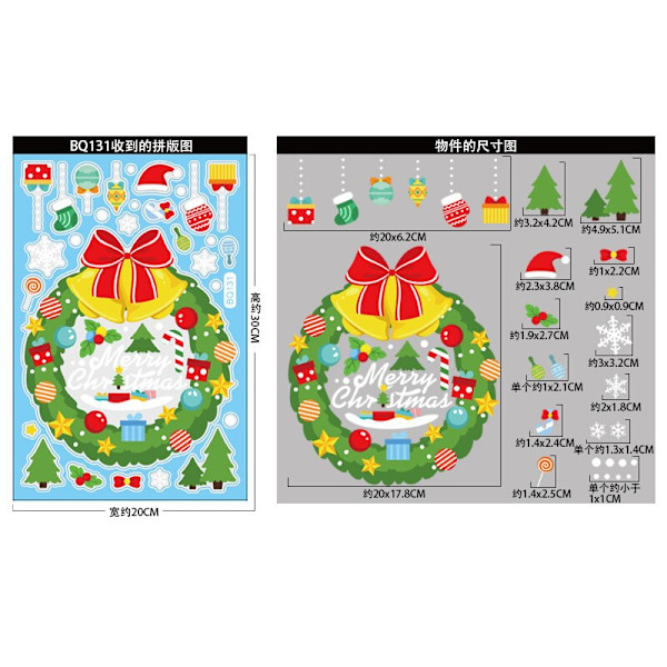 God Jul Fönsterdekaler Snögubbe Älg Julgran Feliz Navidad Juldekor För Hemmet 2023 Barn Favorit Jultomte Gåvor Green
