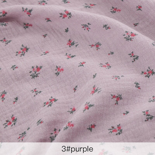 Mjuka blommiga pyjamas Nattlinne Bomull Gase Tyg Rosetryckt Krepp Bomull Långärmad Ins Stil Hemmakläder Tyg 1 cream flowers 50x135cm(0.5 meters)