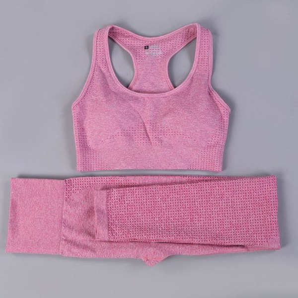 Yoga Set Dam Fitness Sportkläder Träningsdräkter GYM Kläder Löpartights Träningsbyxor 3pcs Purple L