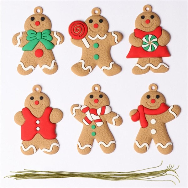 1 Set Pepparkaksgubbe Ornament för Julgransdekorationer, 7,5 cm Hög Pepparkaksgubbe Hängande Berlocker Julgransprydnad Juldekor Type 3