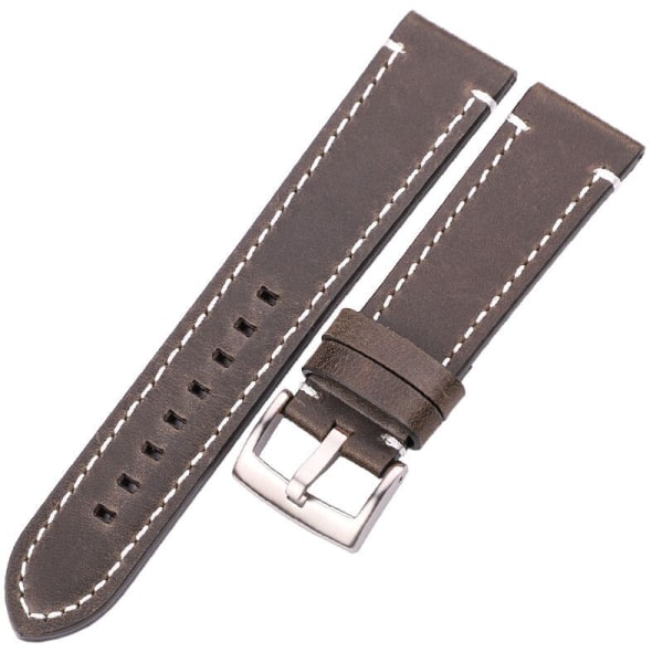 Ekte Skinn Klokkereimer 18mm 20mm 22mm 24mm Svart Mørkebrun Dame Herre Klokkebånd Rem Belte Med Spenne Brown silver clasp 22mm