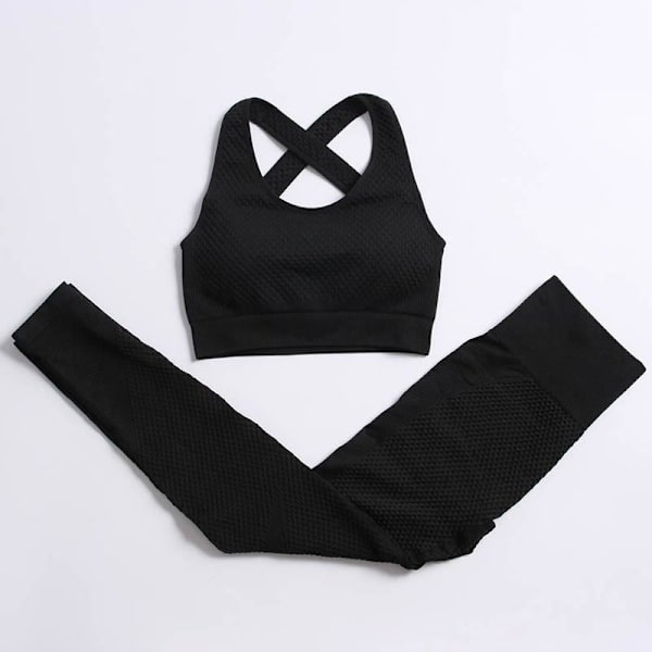 Yoga Set Träningskläder gym fitness för damer träningsdräkt 3 Pcs set Wine red XL