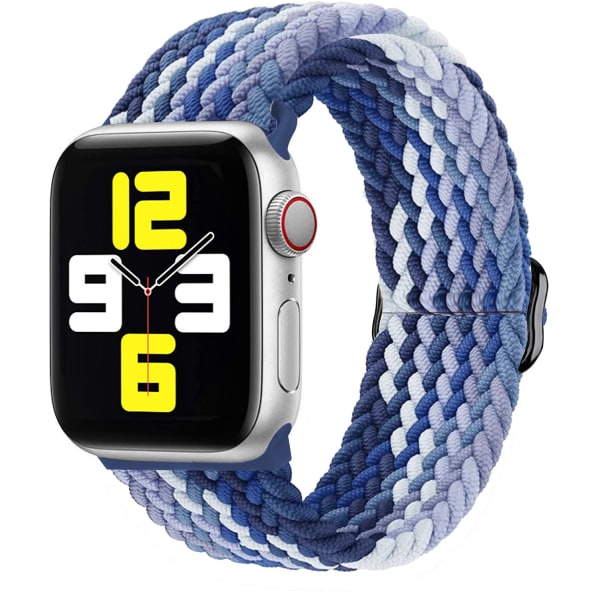 Flätad solo-öglerem För Apple Watch -band 44mm 40mm Series 7 6 54SE Justerbar elastisk nylon för iwatch 3 42mm 38mm Armband Black For 42mm-44mm-45mm