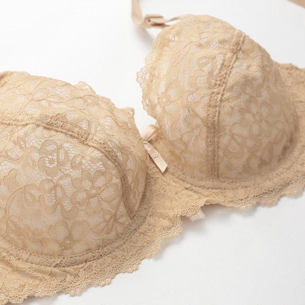 Ultratynd Plus Size Dame Undertøjs BH Solid Gennemsigtig Blonde Dame BH White 42C