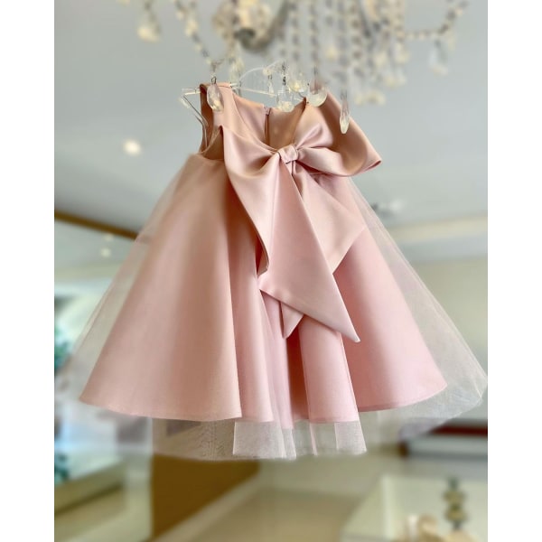 Stor Rosett Baby Flickor Klänningar Barn Prinsessa Elegant Party Tulle Juldräkt Barn Födelsedag Bröllop Kläder 1-6 År as picture1