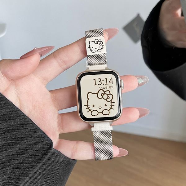 Klockarmband för Apple Watch iWatch för SE/4/5/6 44m Starlight Färg KT Cat enkelrem