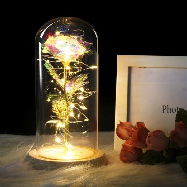 Drop shipping Galaxy Rose Keinotekoiset kukat Kaunotar ja Hirviö Ruusu Häät Sisustus Luova Ystävänpäivä Äitienpäivälahja white base red