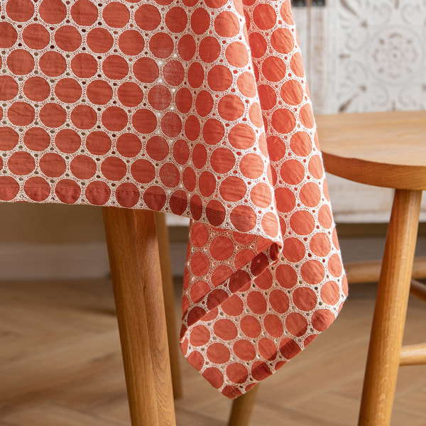 Europeisk stil spetsbroderad duk dammduk rektangulär bordsduk Soffbordsduk bordsmatta Orange 140 * 300cm