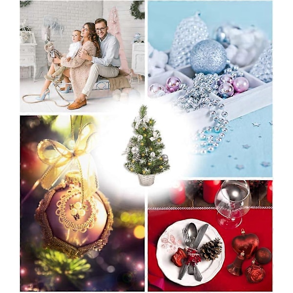 Riffelmacher Utsmyckad Julgran Belyst 50cm 20258 - Silver - Julgran med Ljusslinga Rosetter Julgranskulor