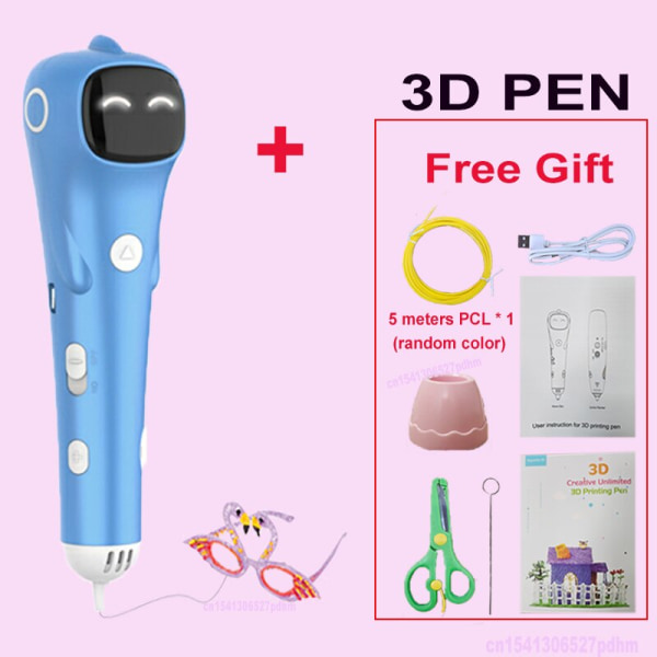 Ny 3D Pen PCL Filament Lågtemperatur Anti-Scald 3D Printing Penna DIY Ritleksaker För Flickor Pojkar Present PCL Filagment Blue