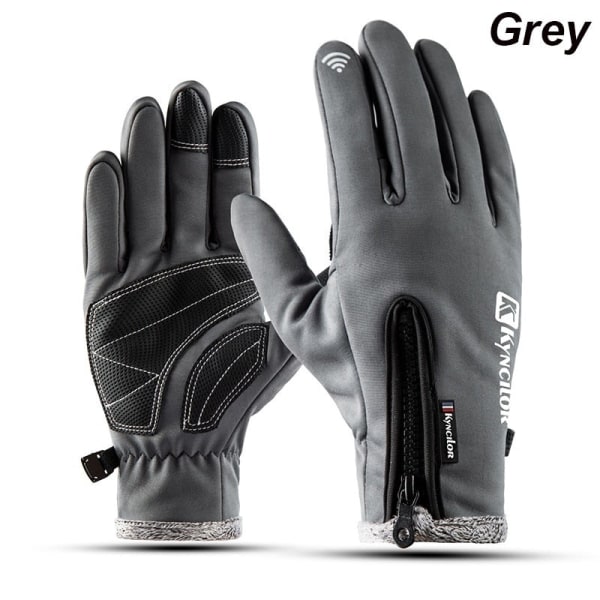 Vinterhandskar Herr Touchscreen Halkfria Unisex Vattentäta Vindtäta Varma Cykelhandskar Mode Dragkedja Sporthandskar Style4-Grey L