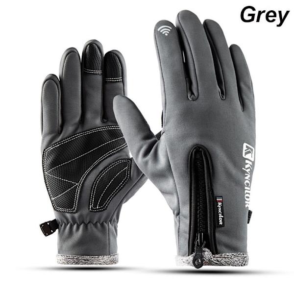 Vinterhandskar Herr Touchscreen Halkfria Unisex Vattentäta Vindtäta Varma Cykelhandskar Mode Dragkedja Sporthandskar Style4-Grey M