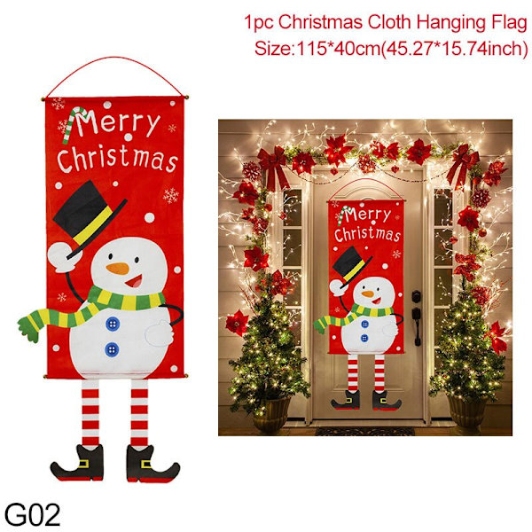 1 STK Jule Veranda Dør Banner Julemand Snemand Glædelig Jul Hængende Flag Julepynt Til Boligindretning Navidad G04 christmas tree