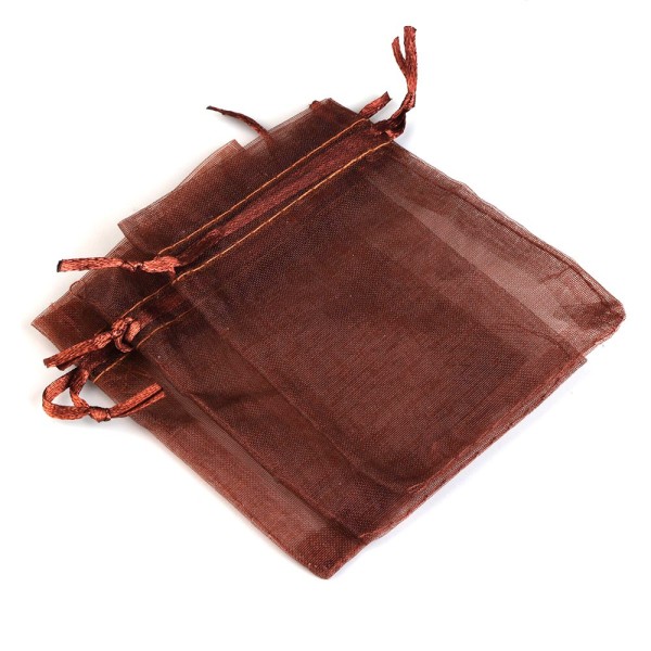 50 st/lot Organzapåsar för smycken 24 färger Dragskopåsar för bröllop Julgodis Presentpåsar Smyckesförpackning Coffee 9x12cm