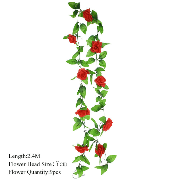 2,3 m Blomsterguirlande Kunstig Blomstersnor med Blade Silke Sakura Kirsebærblomst Efeu Ranke til Hjemmehave Bryllupsbue Dekoration F06  red vine