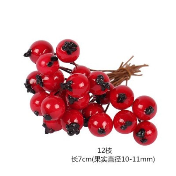 5/6/8/10/12/50/70/90 st mini Röda Konstgjorda Blommor Pistiller Bär Knippe DIY Jul Bröllop Tårta Presentförpackning Kransar Dekoration 14