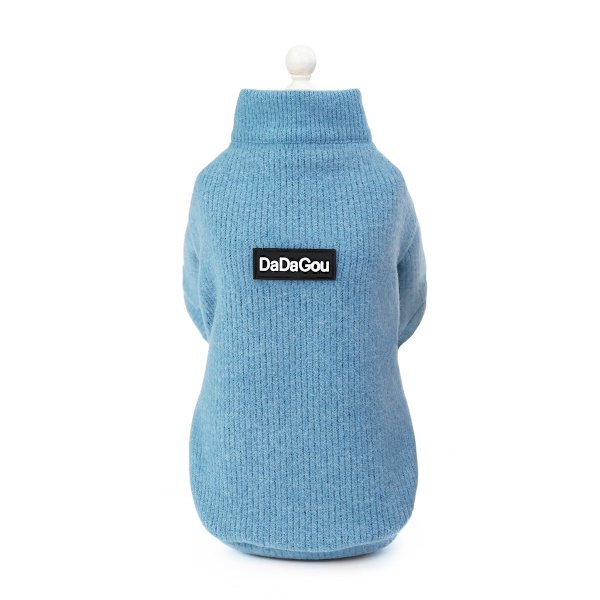 Lämmin vetoketjullinen villainen talvikissa lemmikkivaate Deep blue M