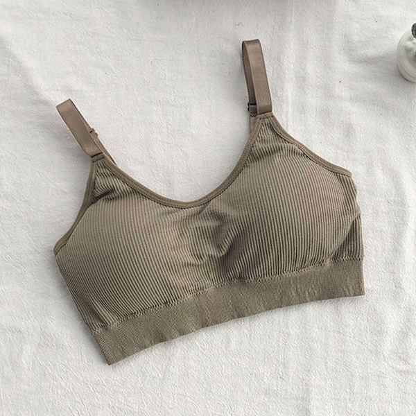 Joogaliivit Push Up Urheilutoppi kuntoiluun, iskunkestävä juoksuun, kuntosalille naisille Khaki Free Size