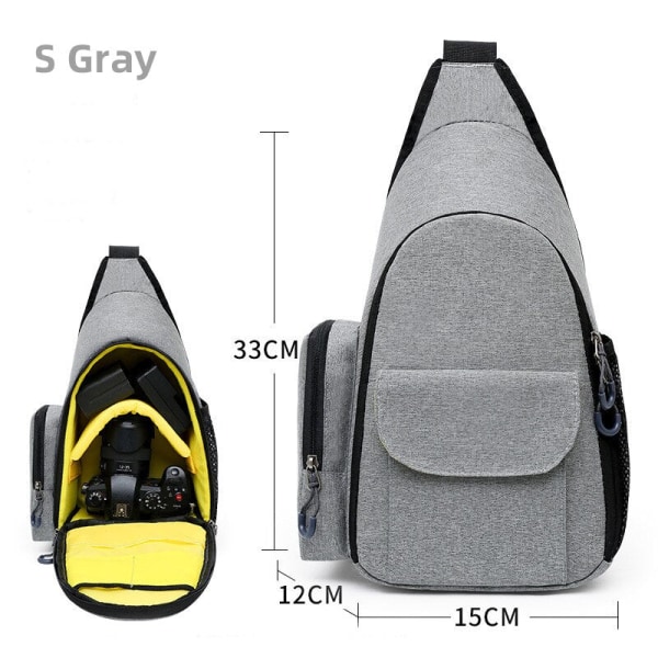 Nylon Kameraväska för axeln Handväska Crossbody Bröstväska för Sony Nikon Canon DSLR Digitalkameror Objektiv Tillbehör S Black