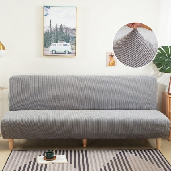 15 färger Polar fleece bäddsoffa cover Armlös hopfällbar soffa Bänk Slipcover Bäddsoffa överdrag X/Z/D Storlek För Hem Hotell Beige X  120-155cm