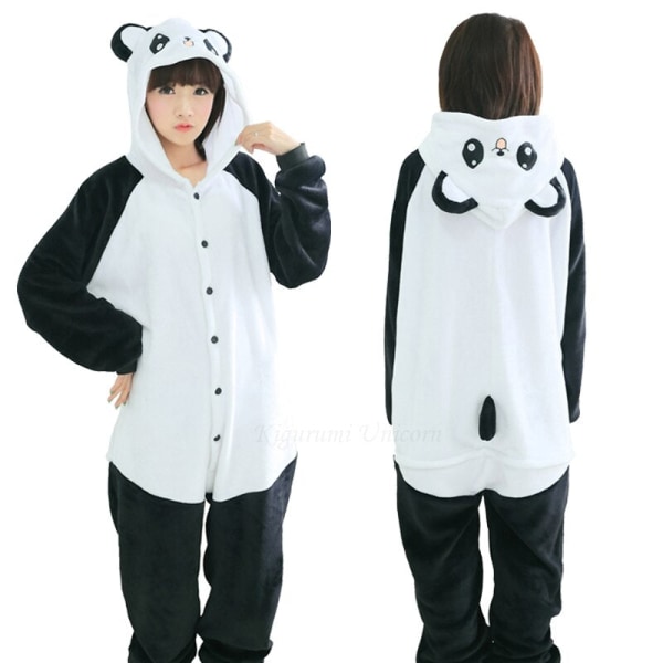 Vinter Dam Pyjamas Kigurumi Enhörning Svart Katt Djur Stjärna Onesies Vuxen Par Kostym Cosplay Flanell Plus Storlek Sovkläder as picture2 L
