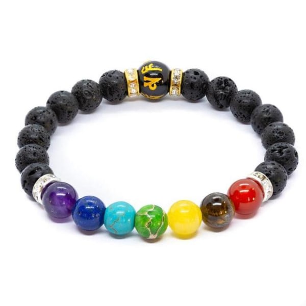 Pärlarmband för män Naturlig vulkanisk sten Pärla Tibetansk Buddha chakra Lavasten Diffuser Armband Herr Mode Nya Smycken Style 5