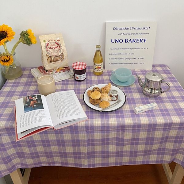 INS Ruudullinen Suorakulmainen Pöytäliina Kahvila Ravintola Ruudullinen Pöytäliina Piknik Valokuvausrekvisiitta Taustakangas Työpöydän Matto Sisustus 식탁보 Purple Tablecloth 140x140 cm