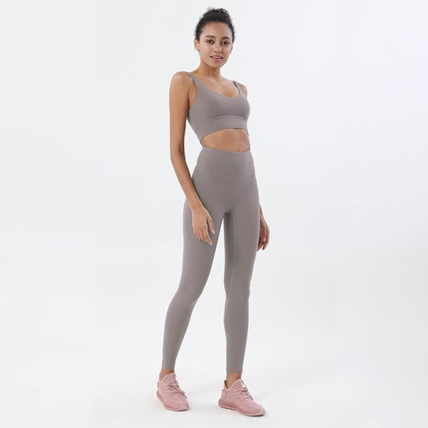 Joogasetti Urheilupuku Naisten Oloasu Crop Topit Ja Leggingsit Dark Gray S