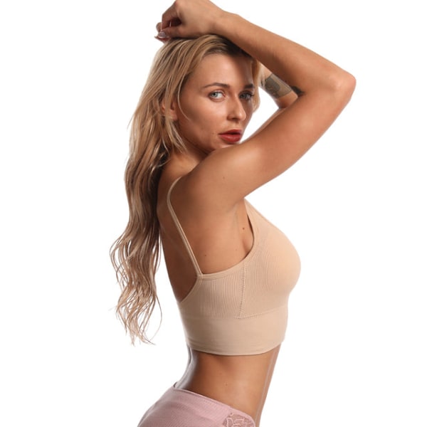 Yoga BH utan Bygel Dam Tube Top Underkläder för Dam Gym 1457 White Free Size