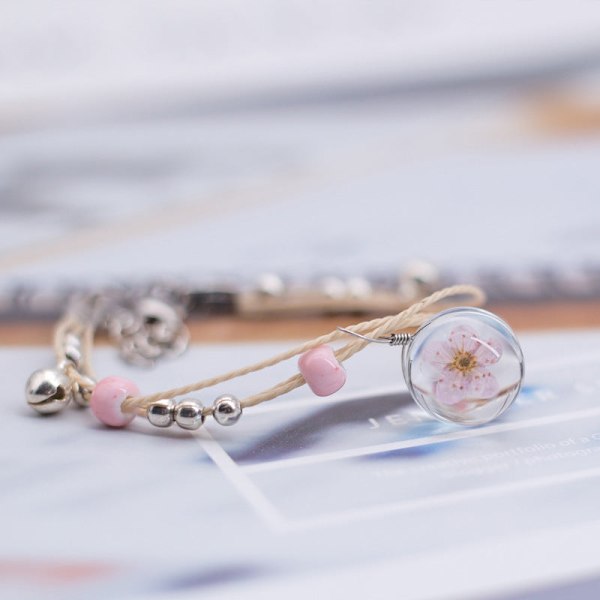 Glas Torkad Blomma Växt Armband Koreansk Enkel Personlig Hipster Körsbärsblom Studentpresent Keramisk Prydnad 15 small round leather dandelion