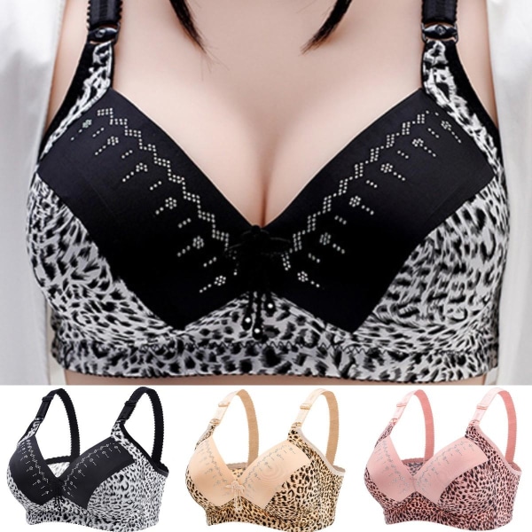 Leopard Patchwork Justerbar Skulderstrop BH til Kvinder, Casual Åndbart Undertøj Default Title