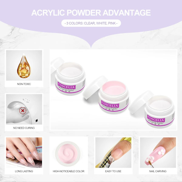 Akrylpulver Set Nagel Torklampa Nagelborr Glitter Allt För Manikyr Maskin Verktyg Borste Professionell Nagelkit Naglar Set A