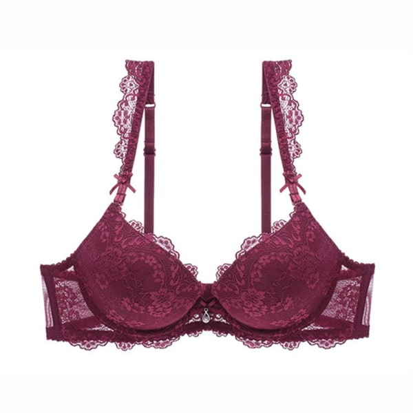 Varsbaby Sexig Spets Push Up BH Samlar Underkläder för Kvinnor Wine red 32C