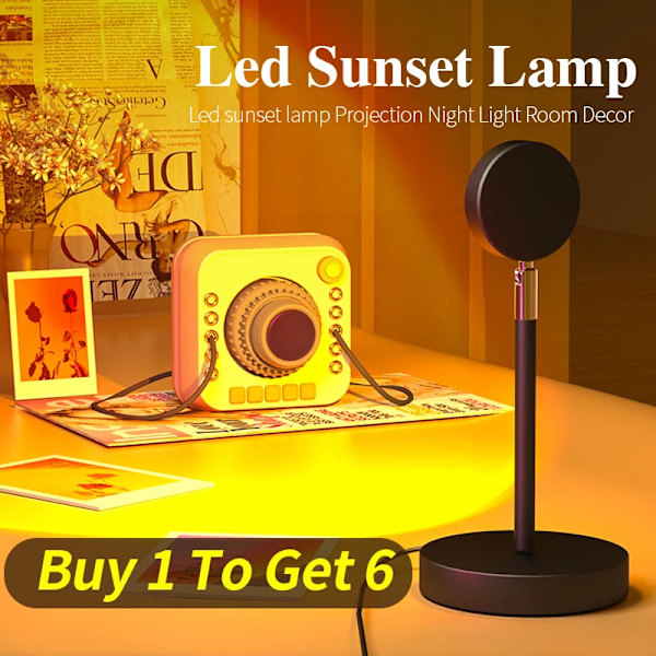 Regnbue Solnedgang Lampe Projektor Natlys Solnedgang Projektion LED Skrivebordslampe til Soveværelsesatmosfære Regnbue Lampe Dekorationslys Default Title