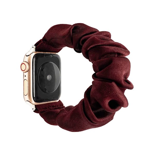 Klockarmband för Apple Watch iWatch 42/44/45/49mm kompositrynka vinröd