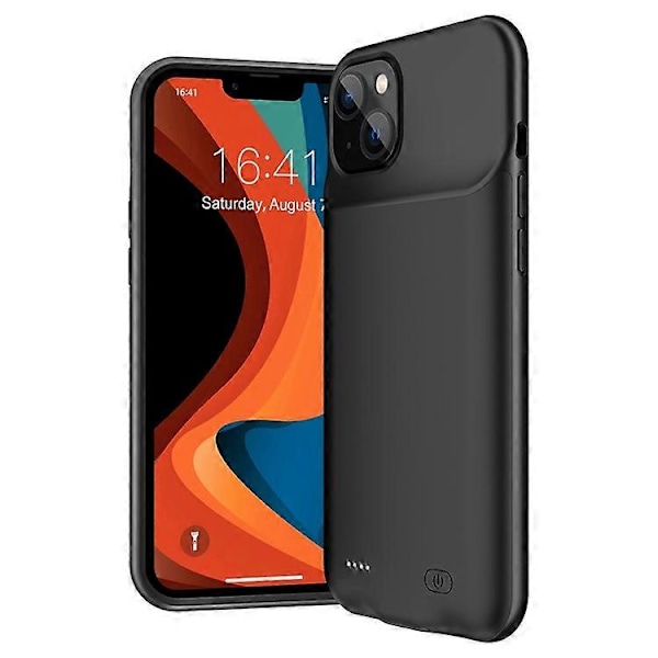 D88 Kompatibel for iPhone 14 7000mAh Batterideksel med LED-indikator Bærbar Ladeetui Powerbank Telefondeksel, Støtter Lyd F Black