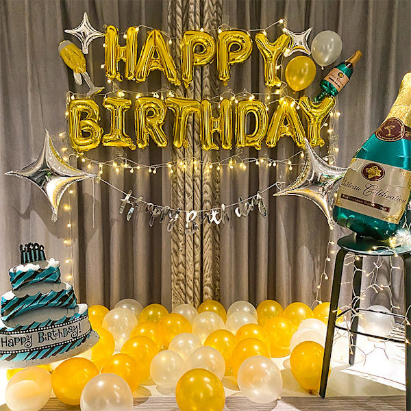 Syntymäpäiväkoristelu Ilmapallosetti Kultainen Syntymäpäivä Koristelu Juhlakoristelu Ilmapallo Adult Birthday style 2