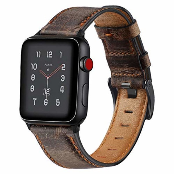 Läderarmband för Apple Watch band 44mm 41mm 45mm 40mm 42mm 38mm Retro Ko klockarmband armband iWatch serie 7 3 4 5 se 6 Gray 42mm or 44mm or 45mm