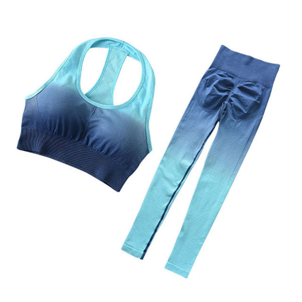 Yoga Sett Treningsklær Gym Fitness Dame Leggings Sportsklær suit-green M