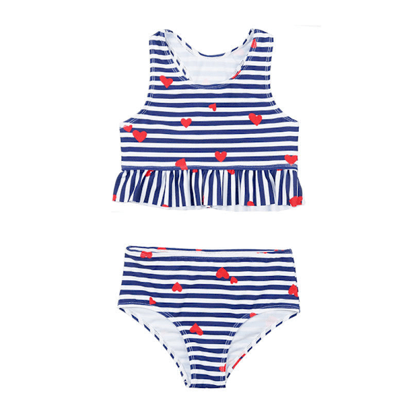 Baddräkt Barn Delad Flickors Koreansk-Stil Randig Snabbtorkande Söta Flickors Högmidjade Bikini Badkläder Stripes 10