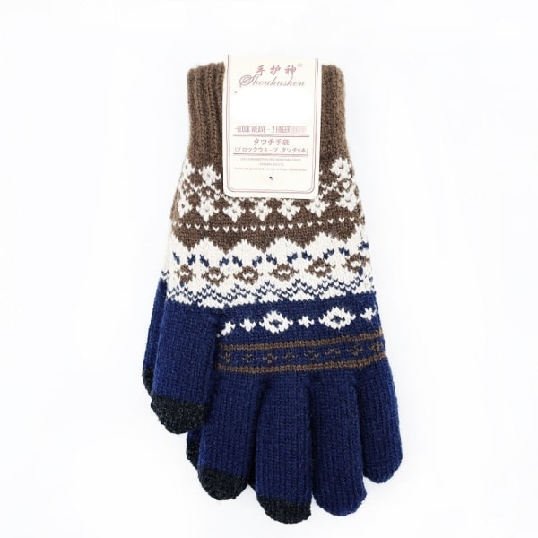 Cashmere Stickade Vinterhandskar för Kvinnor Cashmere Stickade Dam Herr Höst Vinter Varma Tjocka Handskar Skärmskidhandskar Khaki One Size