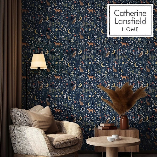 Catherine Lansfield Enchanted Twilight Tapetti Muriva Navy Navy