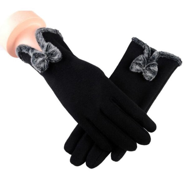 Nya Dam Höst Vinter Icke-Inverterad Sammet Kashmir Hel Finger Varma Spetshandskar Kvinnor Bomull Pekskärmshandskar G82 B Gray One Size
